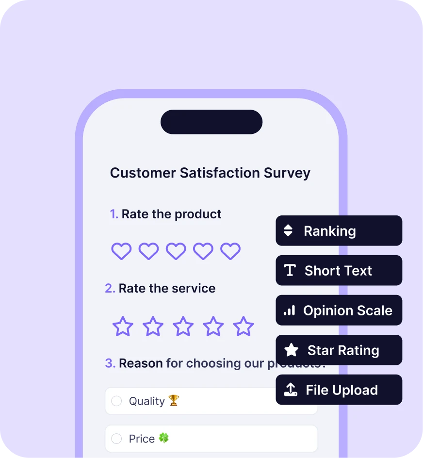 Fields to add your survey