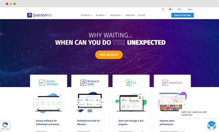 Die Homepage von QuestionPro