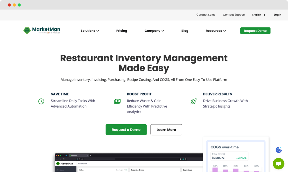 Die Homepage von MarketMan