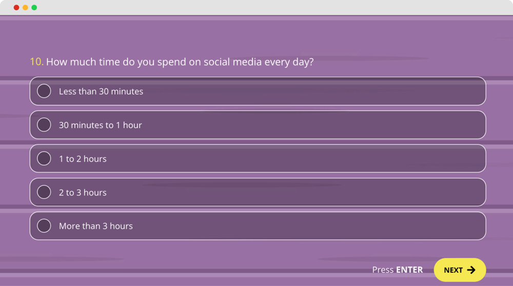 A question example about quantitative research about social media