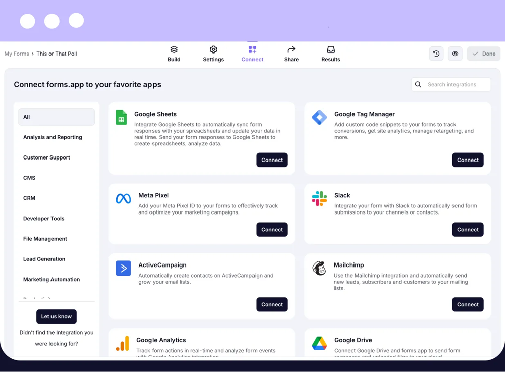 Use integrations for your poll