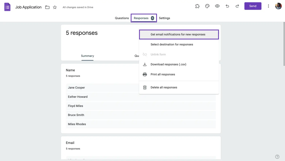 Yeni yanıtlar için e-posta bildirimleri alın