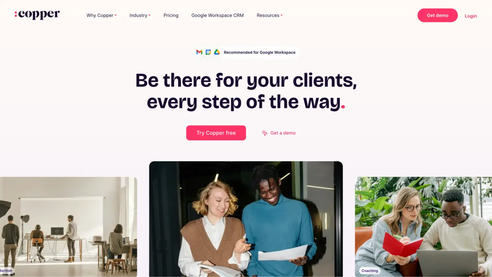 La page CRM de Copper