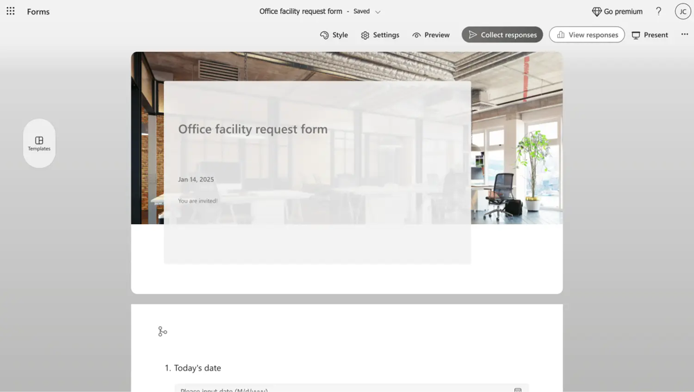 Büroausstattungsanfrageformular von MS Forms