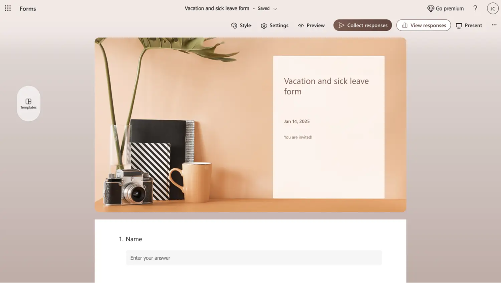 Urlaubs- und Krankheitsformular von MS Forms