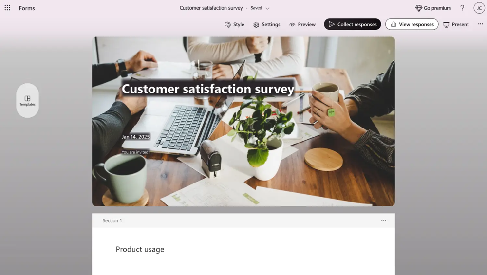 Kundenzufriedenheitsumfrage von MS Forms