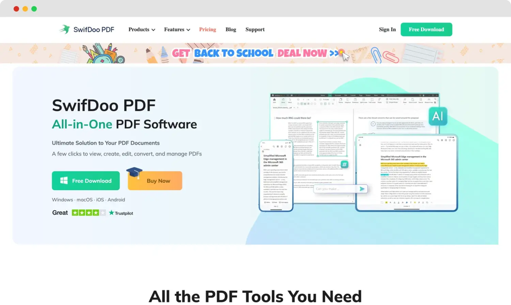 La página de inicio de SwifDoo PDF