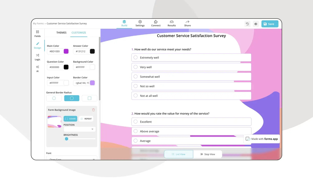Change the design of your survey