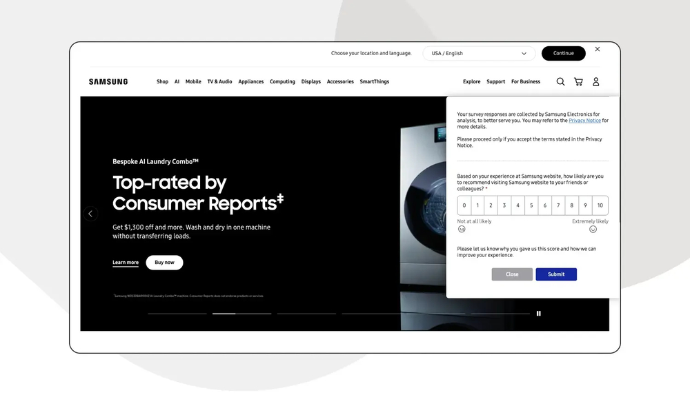 Samsung customer retention feedback example