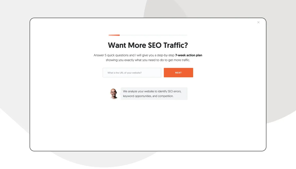 Neil Patel's SEO traffic pop-up example