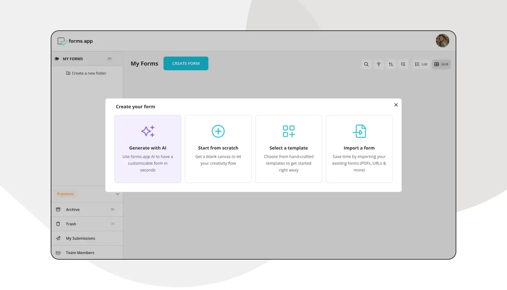 Choose a starting option for your survey