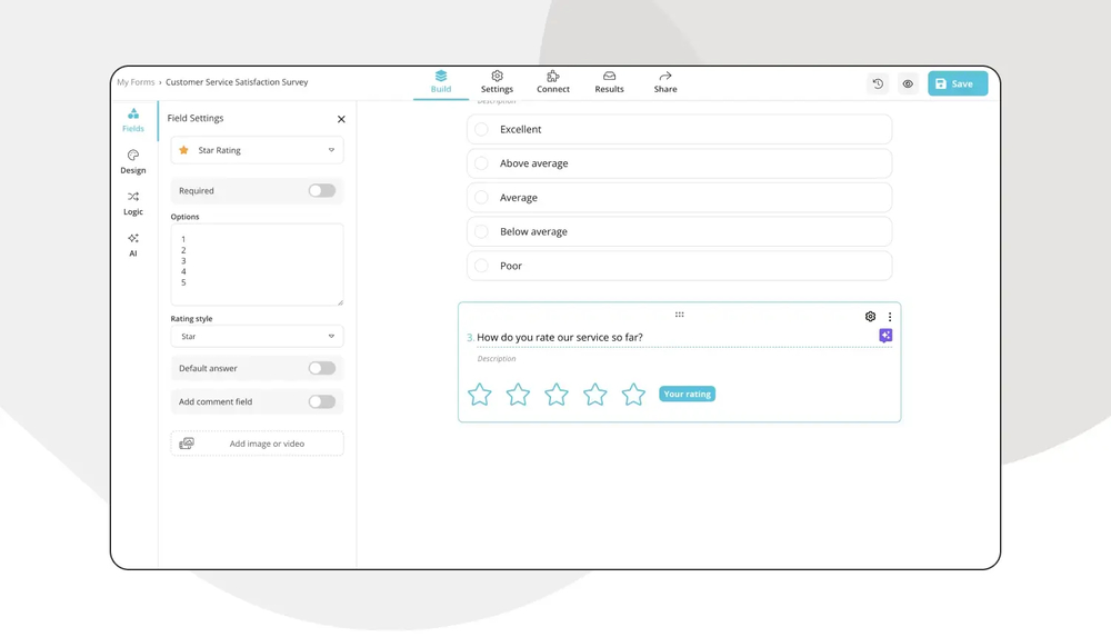 Add your pop-up survey questions