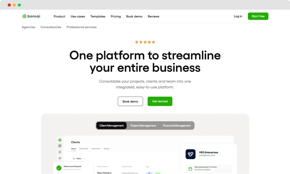 Bonsai'nin ana sayfası