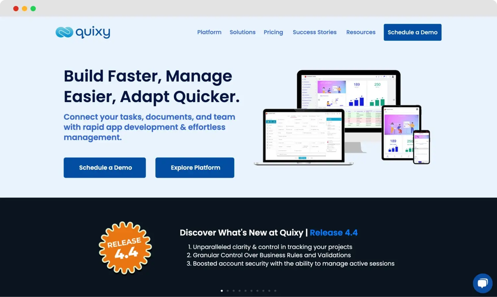 Quixy'nin ana sayfası