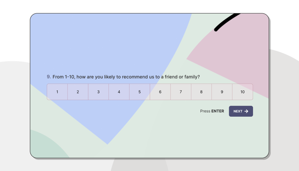 A rating scale question example about satisfaction