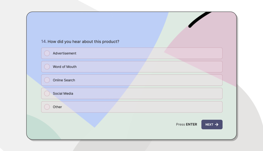 A product survey question example