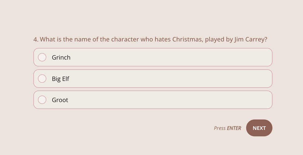 A movie quiz question about Christmas