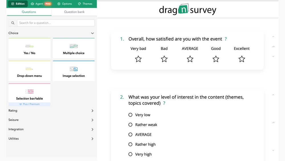 Workspace of Drag’n Survey