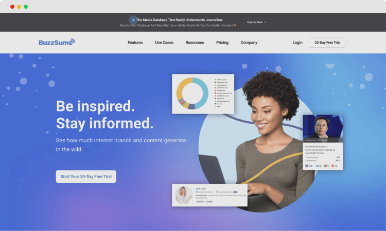 The homepage of BuzzSumo