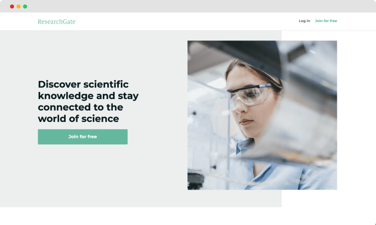 The homepage of ResearchGate