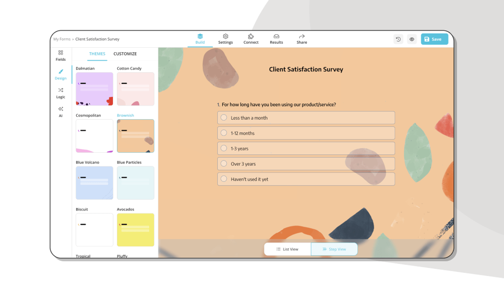Customizing the design of your survey