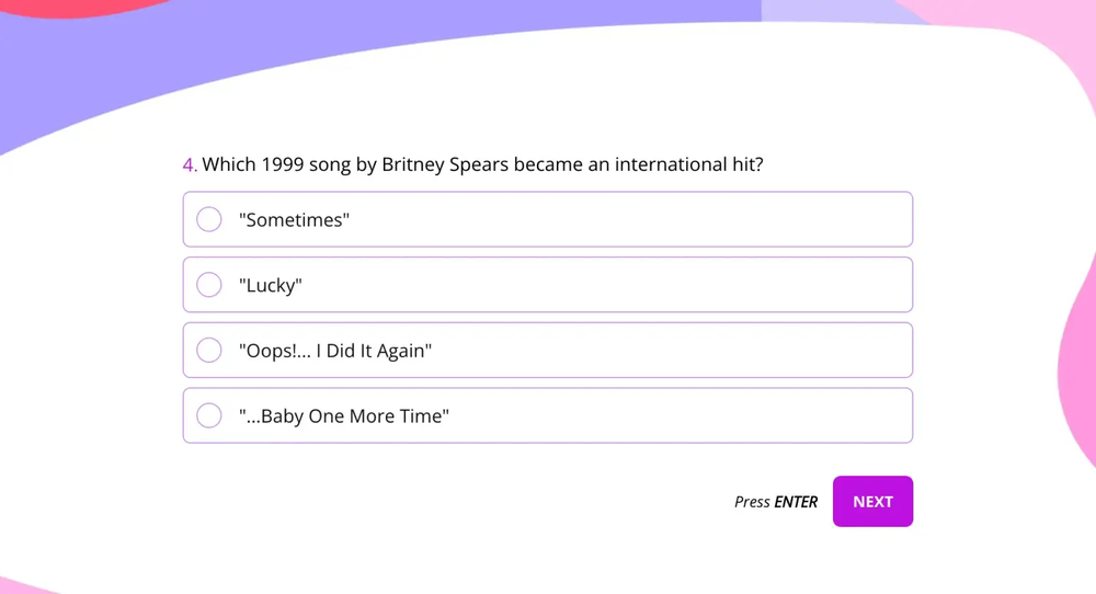 Eine Quizfrage für ein 90er Quiz