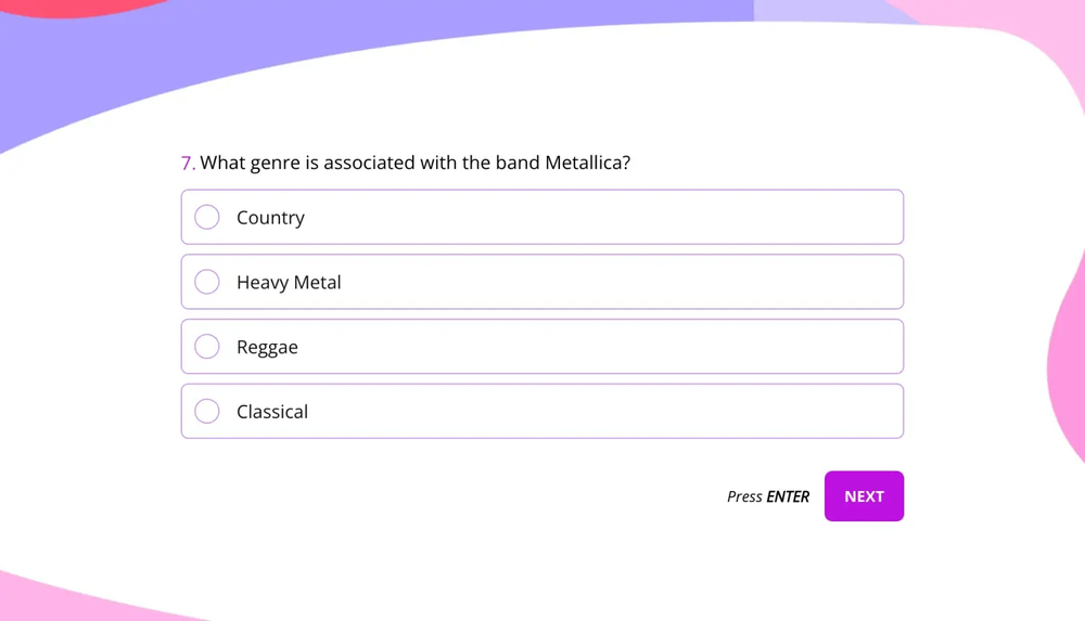 Eine Frage für ein Find-the-Genre-Quiz