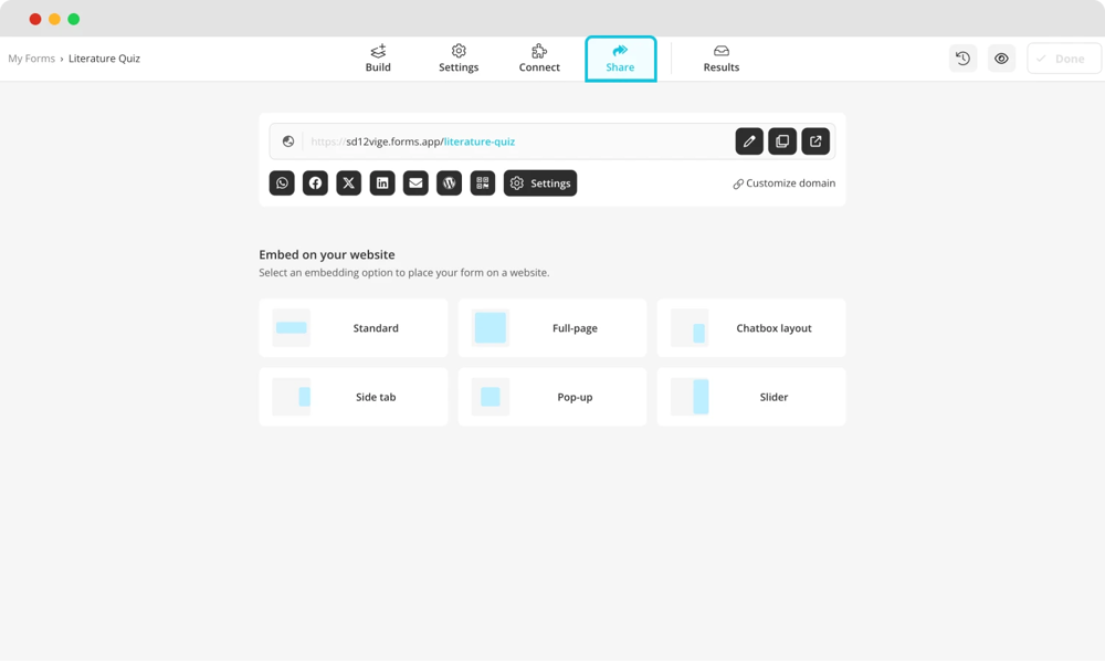 Test URL'ini kopyalayın