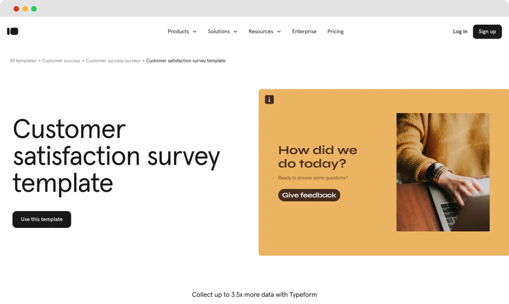 Customer satisfaction survey template of Typeform