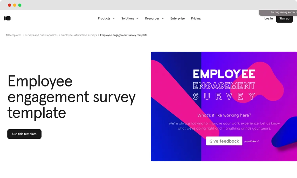Employee engagement survey template of Typeform