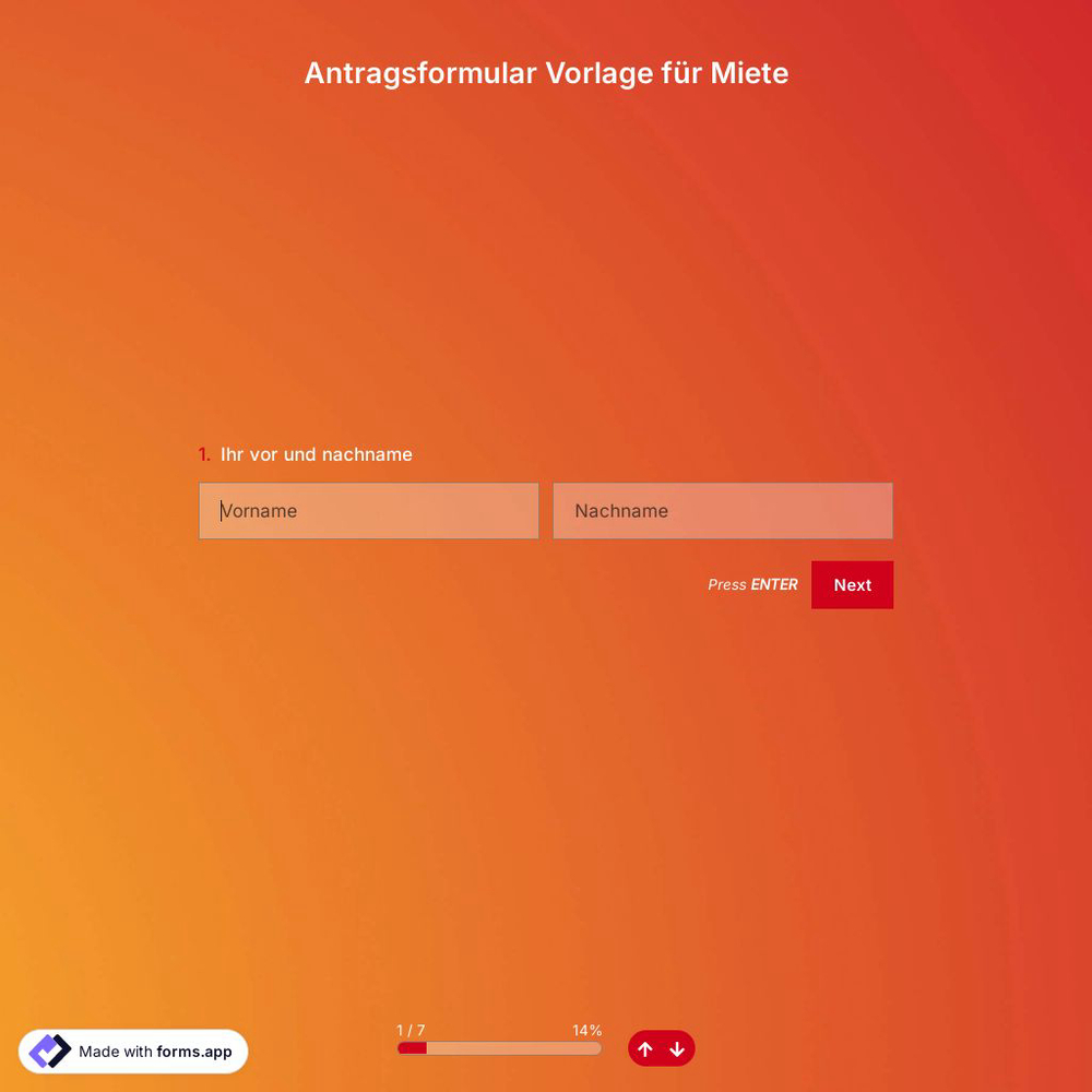 Antragsformular Vorlage für Miete