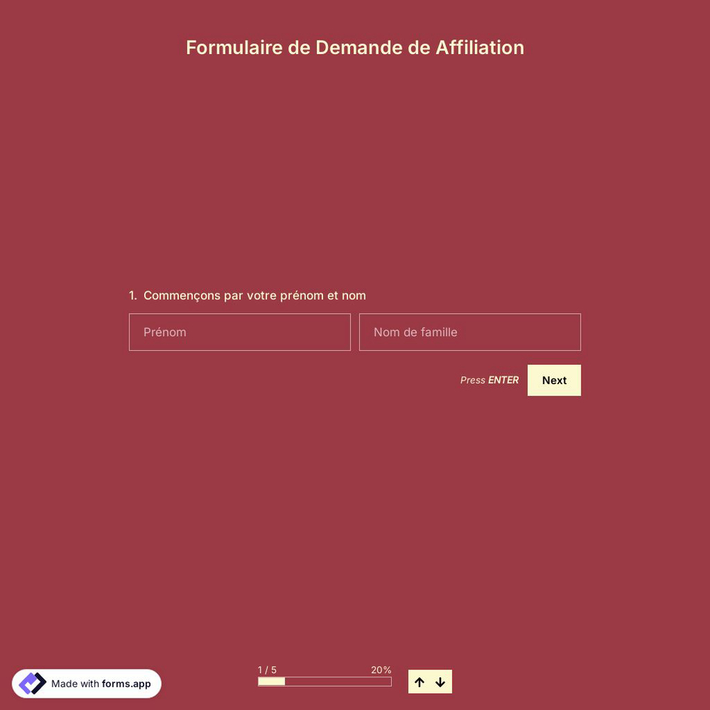 Modèle de Formulaire de Demande de Affiliation