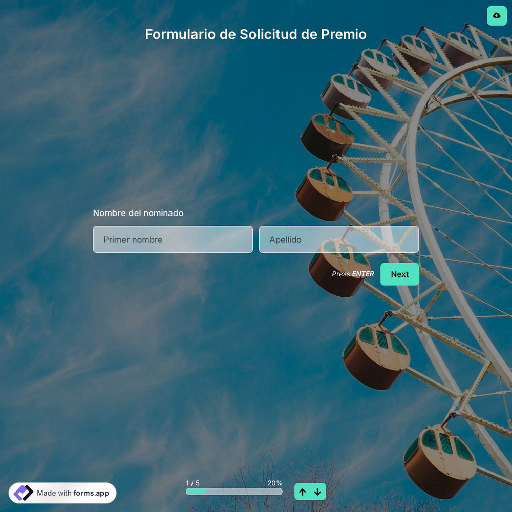 Plantilla de Formulario de Solicitud de Premio