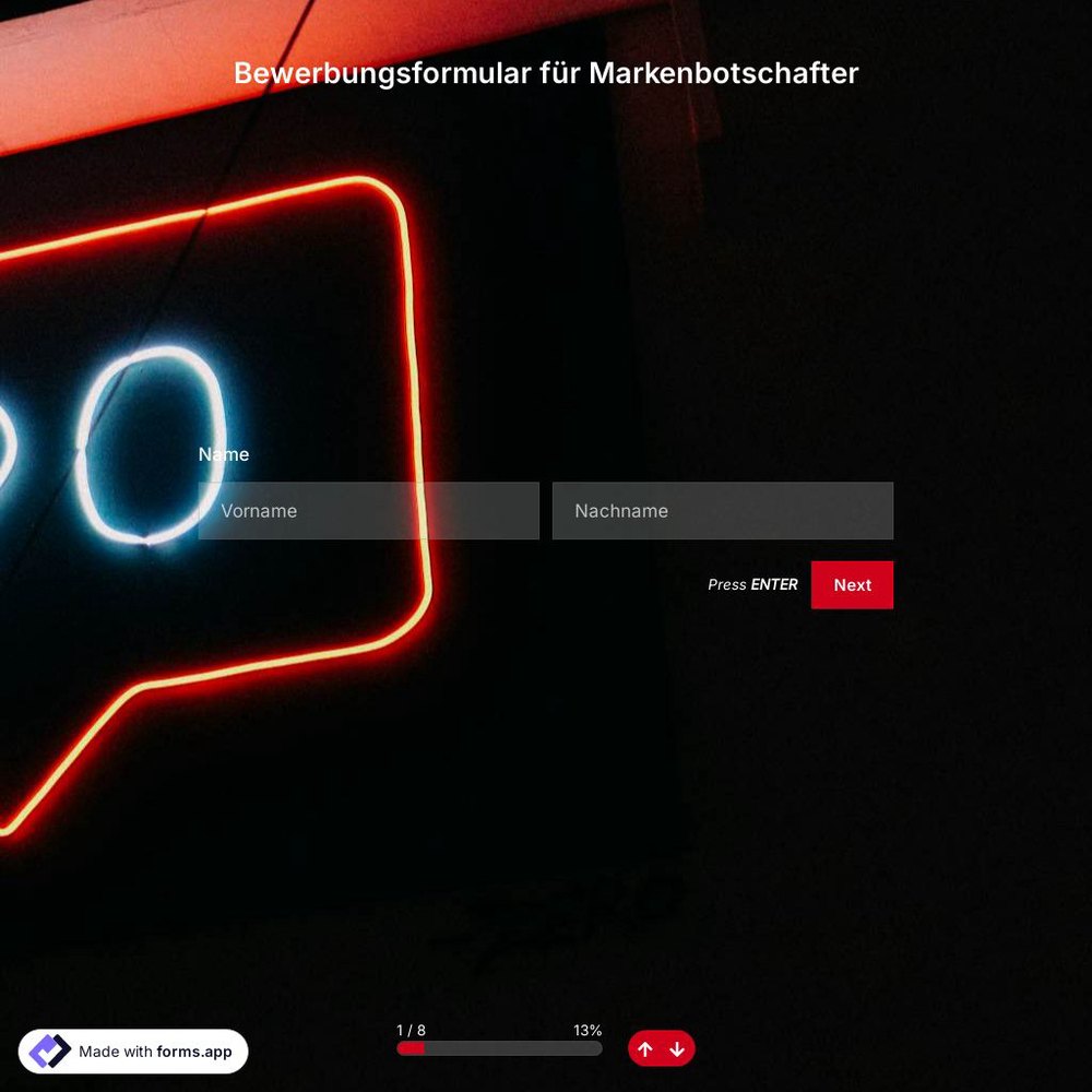 Bewerbungsformular für Markenbotschafter