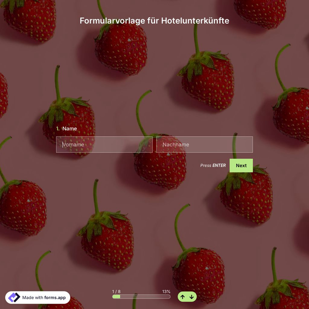 Formularvorlage für Hotelunterkünfte