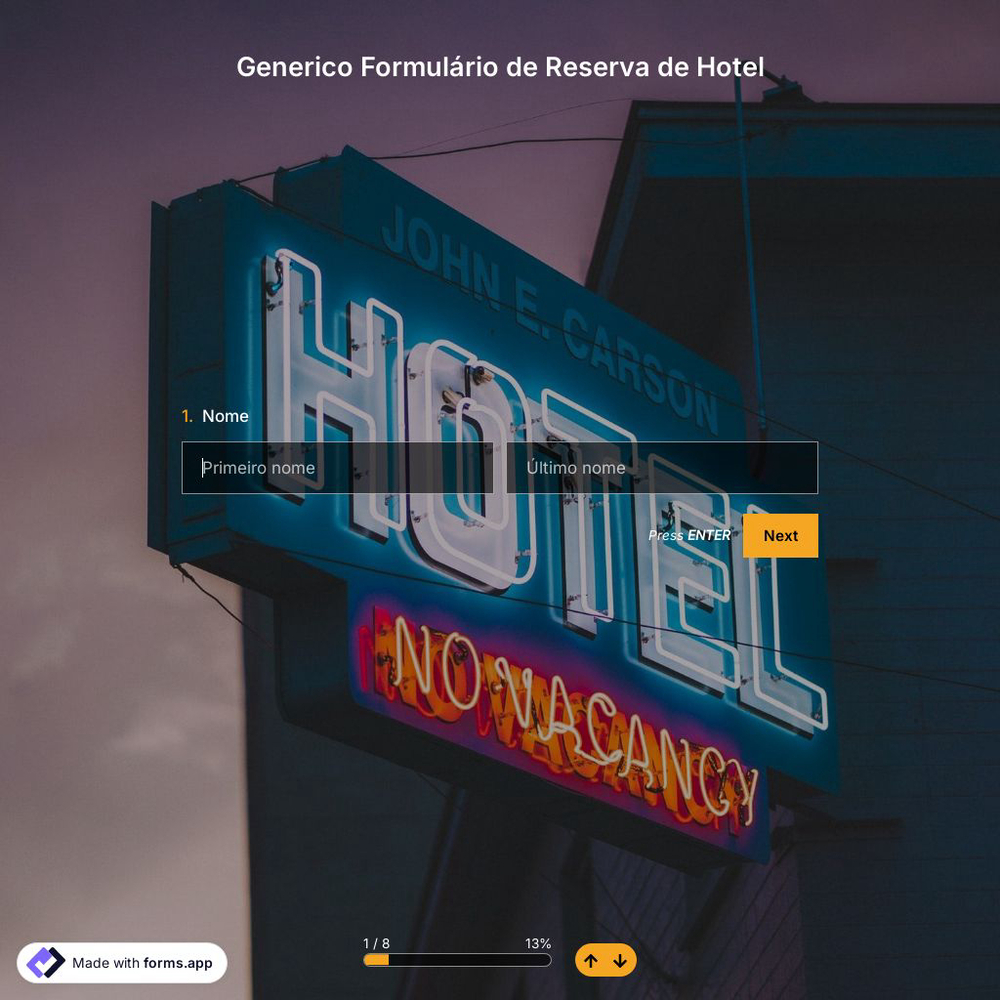 Modelo de Generico-Formulário de Reserva de Hotel