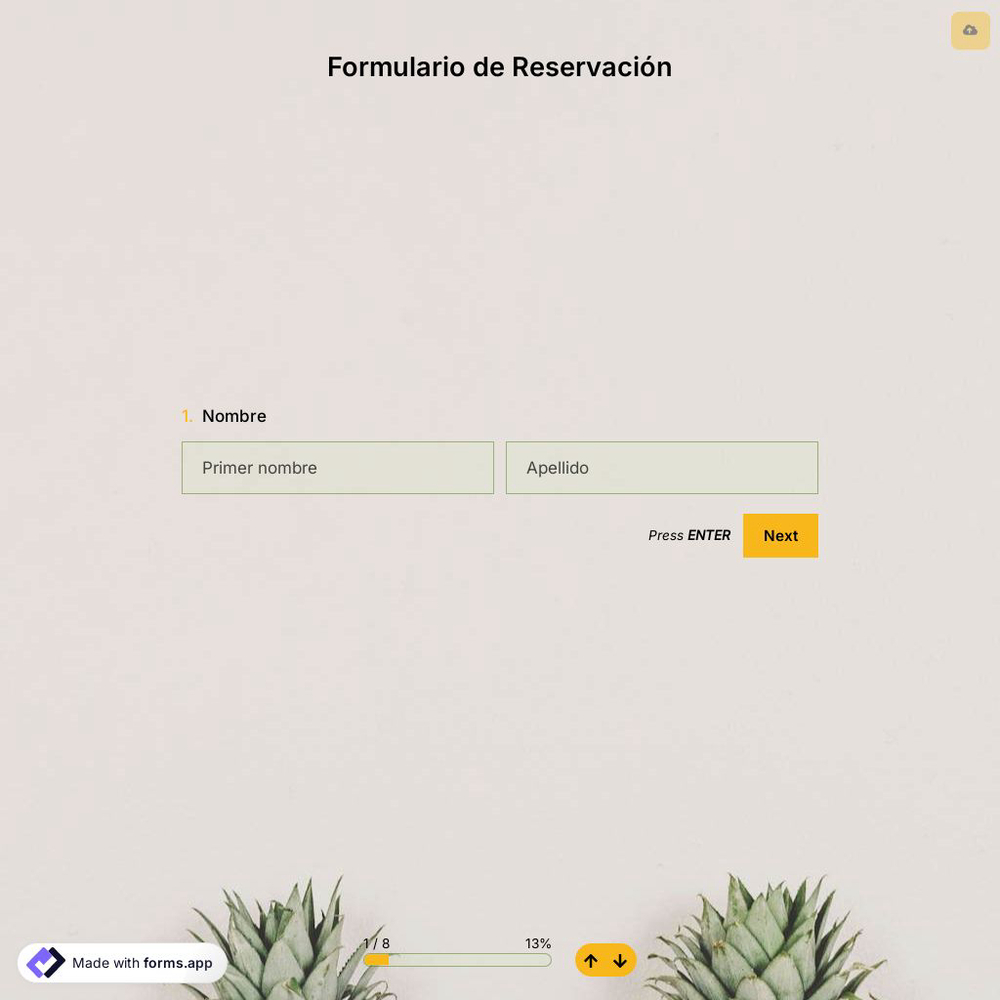 Formulario de Reservación