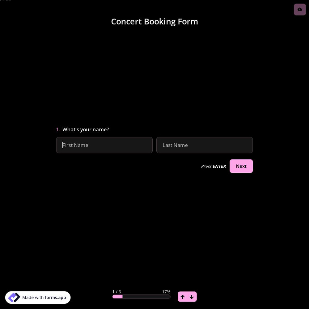 Concert Booking Form Template
