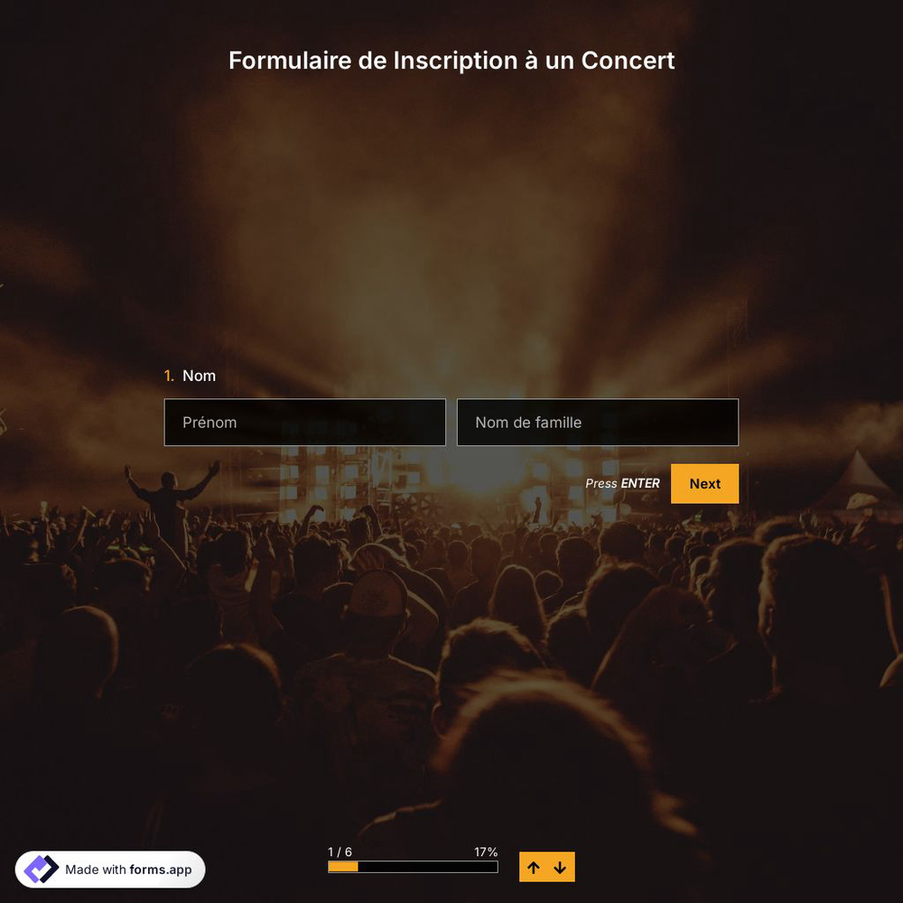Modèle de Formulaire de Inscription à un Concert