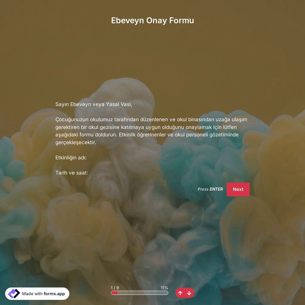 Ebeveyn Onay Formu Şablonu