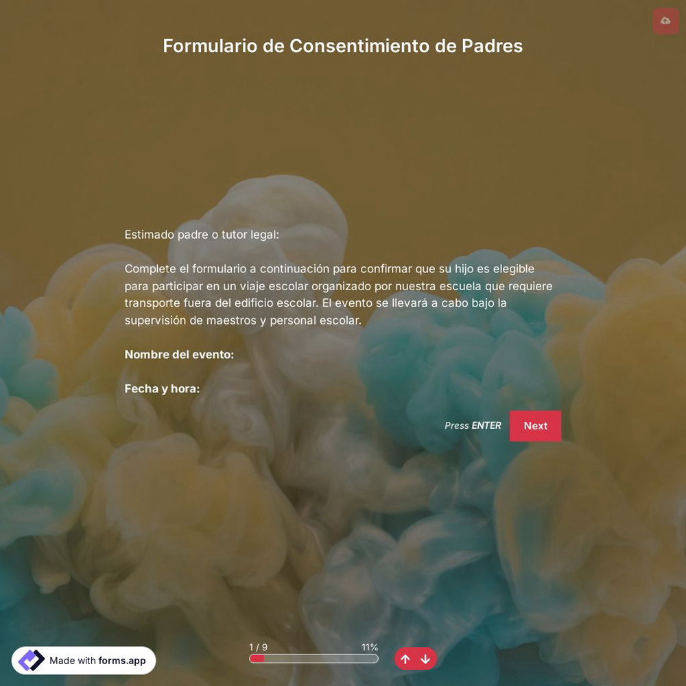 Plantilla de Formulario de Consentimiento de Padres