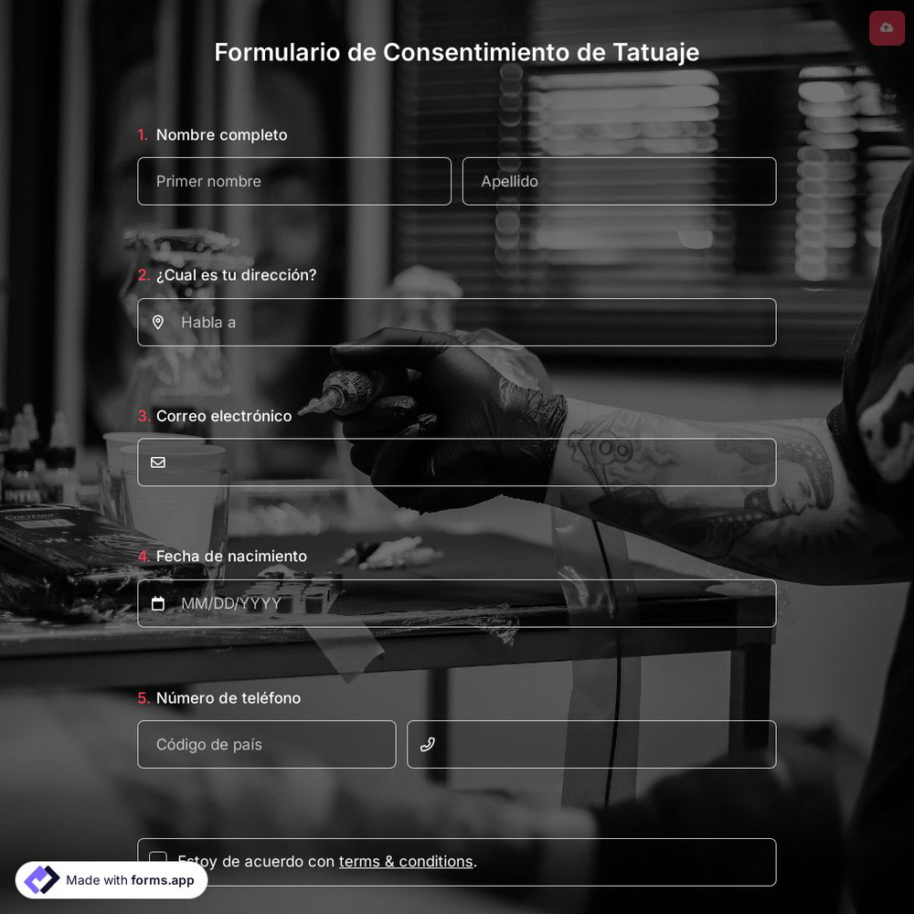 Plantilla de Formulario de Consentimiento de Tatuaje