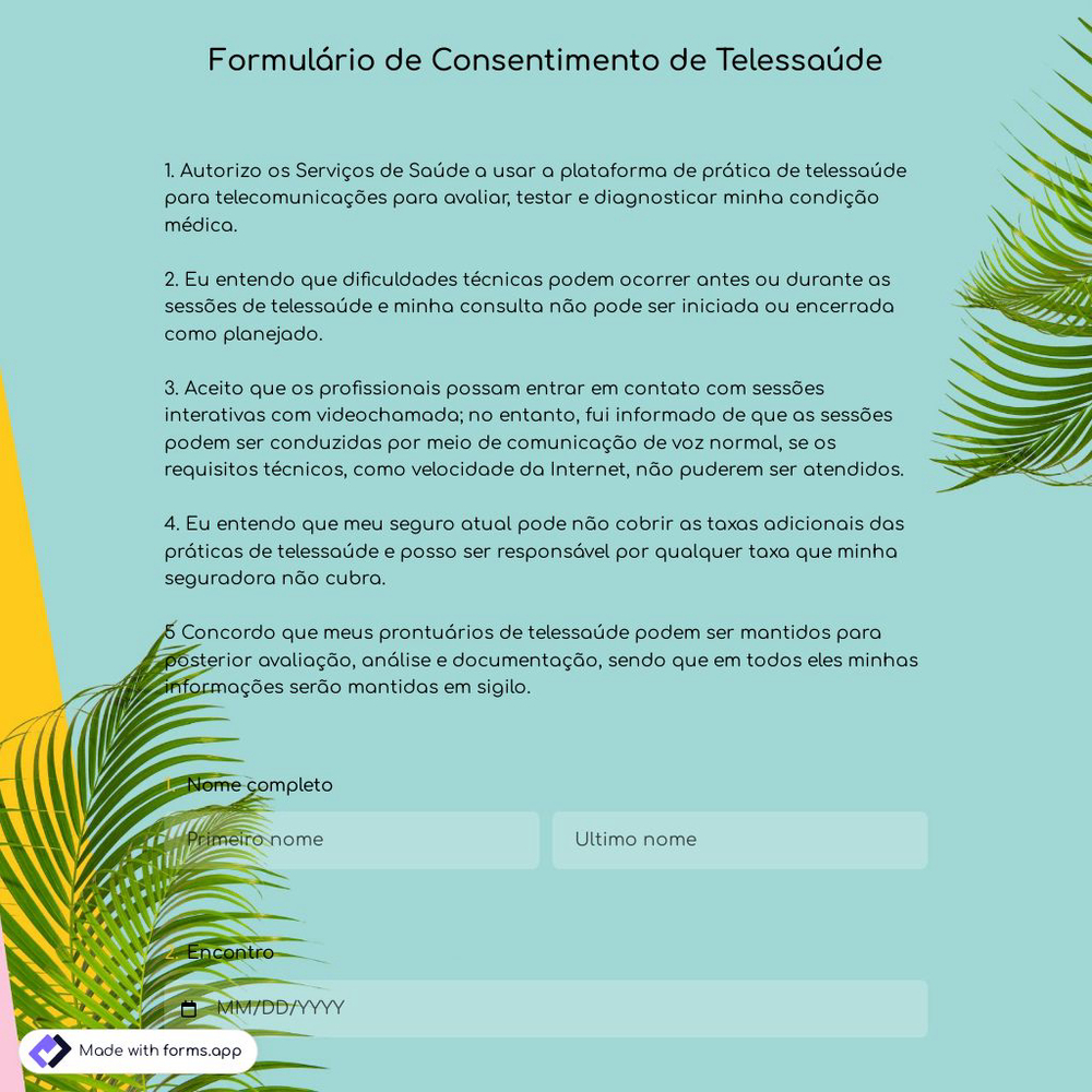 Modelo de Formulário de Consentimento para Tele-Saúde