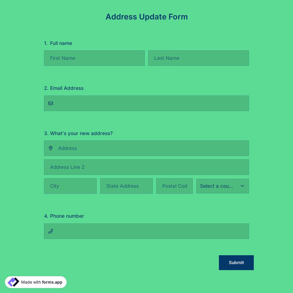 Address Update Form Template