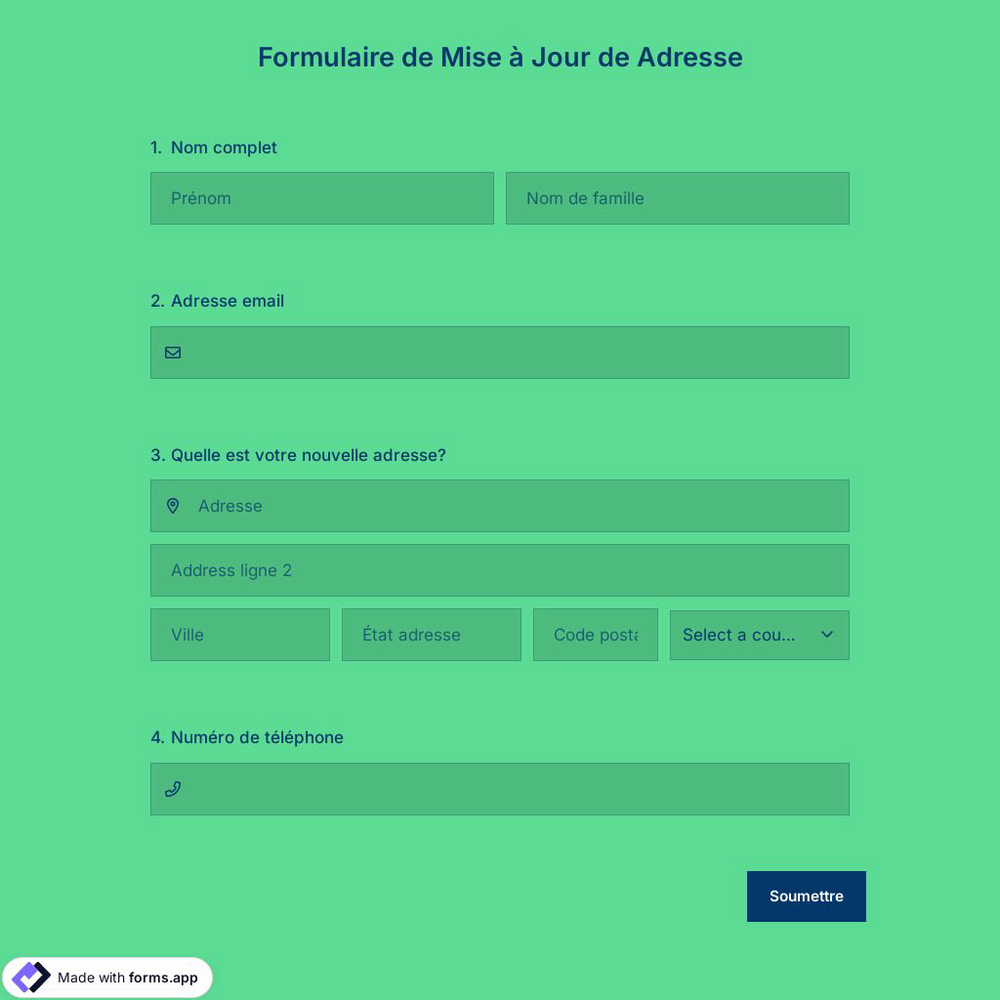 Modèle de Formulaire de Mise à Jour de Adresse