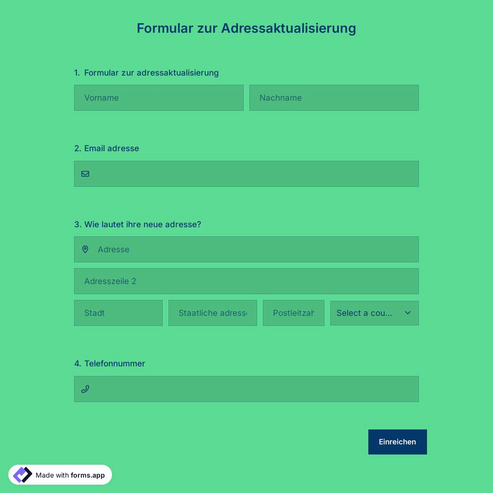 Formularvorlage zur Adressaktualisierung