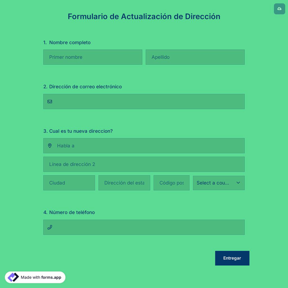 Plantilla de Formulario de Actualización de Dirección
