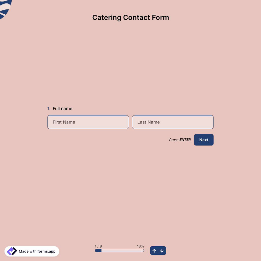 Catering Contact Form Template