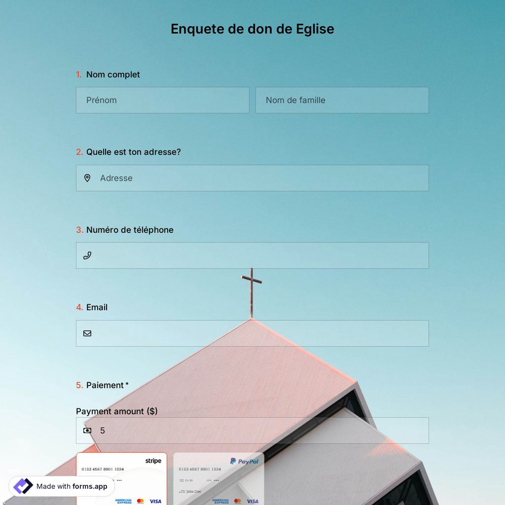 Modèle de Enquete de don de Eglise
