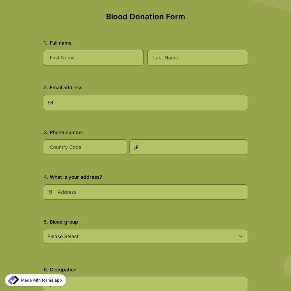 Blood Donation Form Template